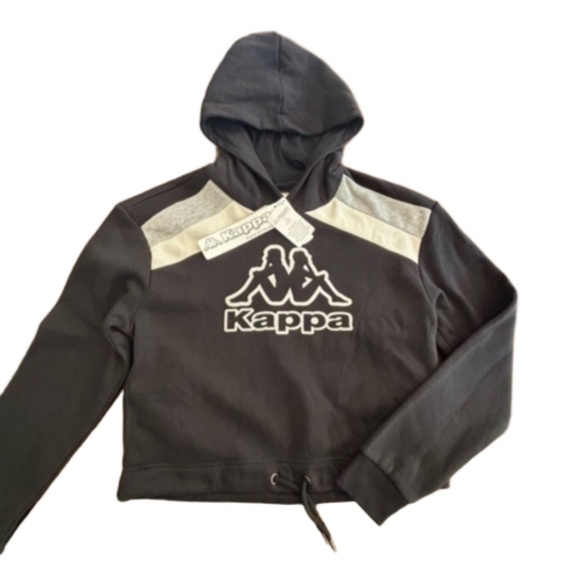 Kappa Logo Catto regular fit crop hoodie NWT black white and grey size M - Picture 5 of 14